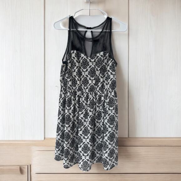 Aryeh Black & White Damask Dress w/ Mesh Detail – Size XL (Runs Small) - Picture 1 of 6